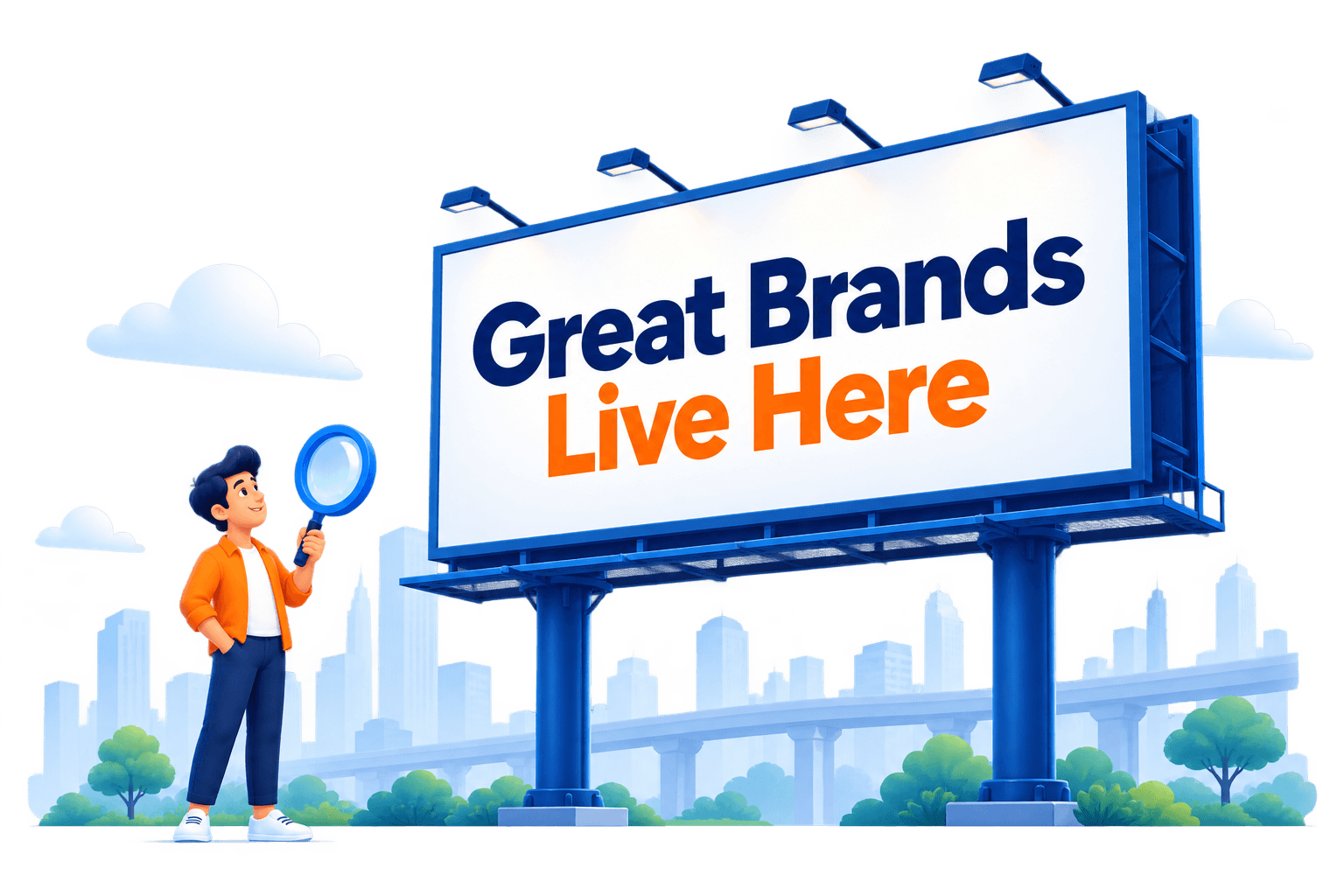 Great Brands Live Here billboard illustration