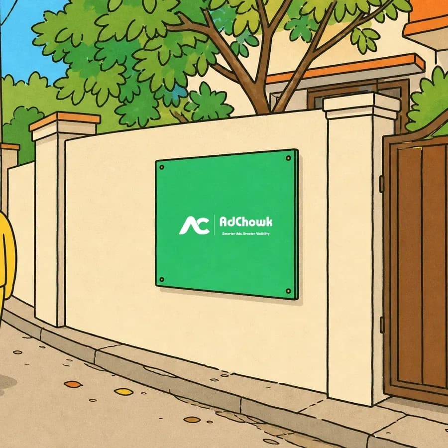An illustration of a row of branded no-parking boards along a neighbourhood kerb